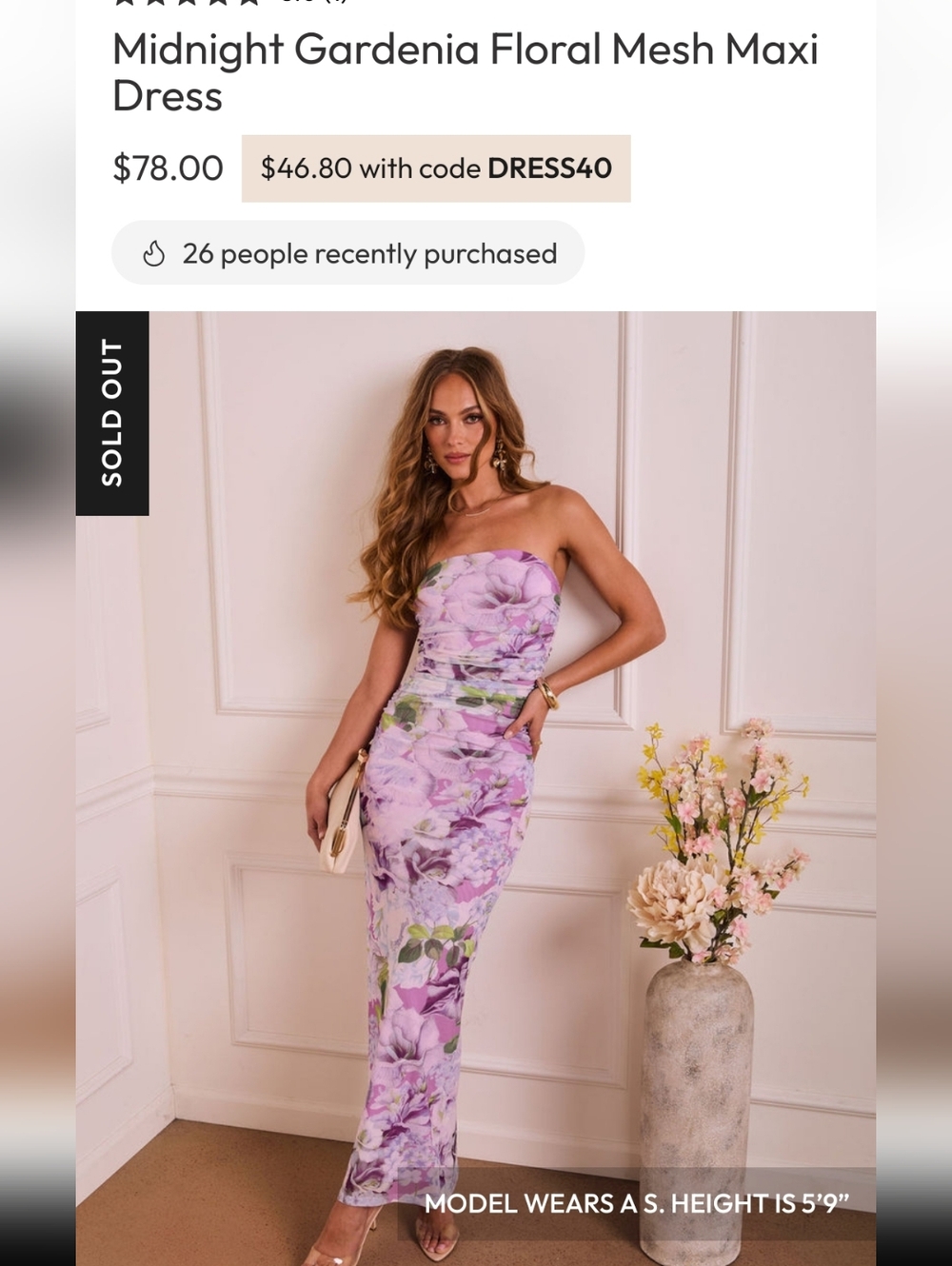 Vici Midnight Gardenia Floral Mesh Maxi Dress - XS/NWT - Picture 7 of 10